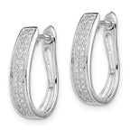 Sterling Silver Diamond Hoop Earrings with Rhodium Finish, 925 Hinged Huggie
