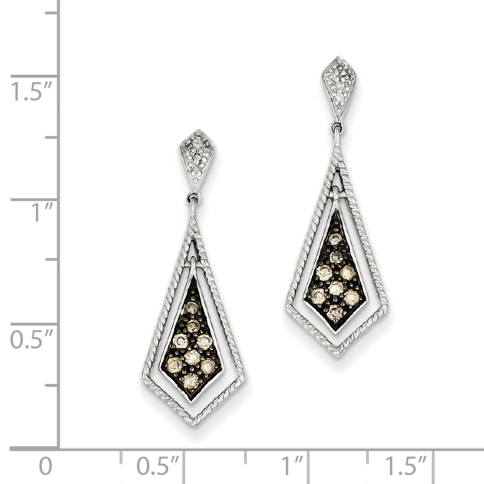Sterling Silver Champagne Diamond Geometric Post Earrings