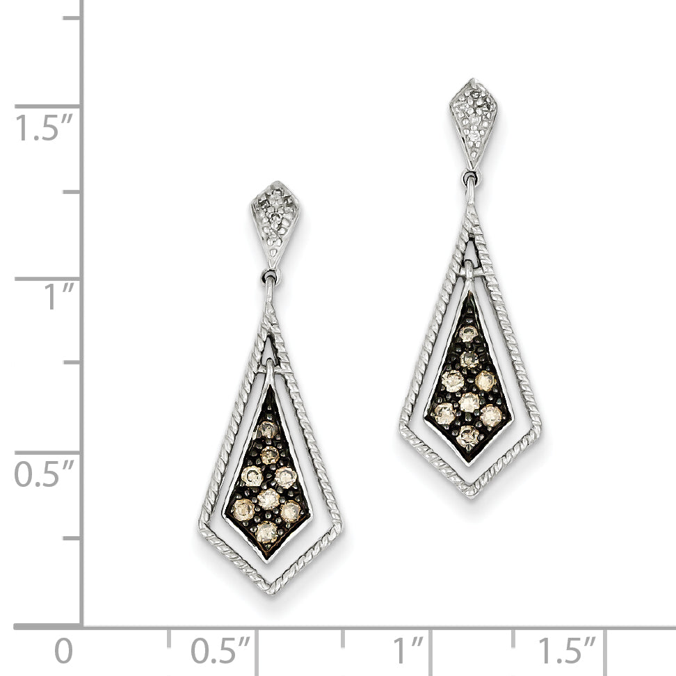Sterling Silver 925 Champagne Diamond Geometric Dangle Earrings Gift Ready Secondary image