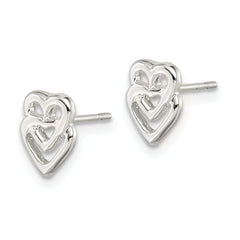 Sterling Silver Double Open Heart Earrings for Girls, Polished & Anti-Tarnish