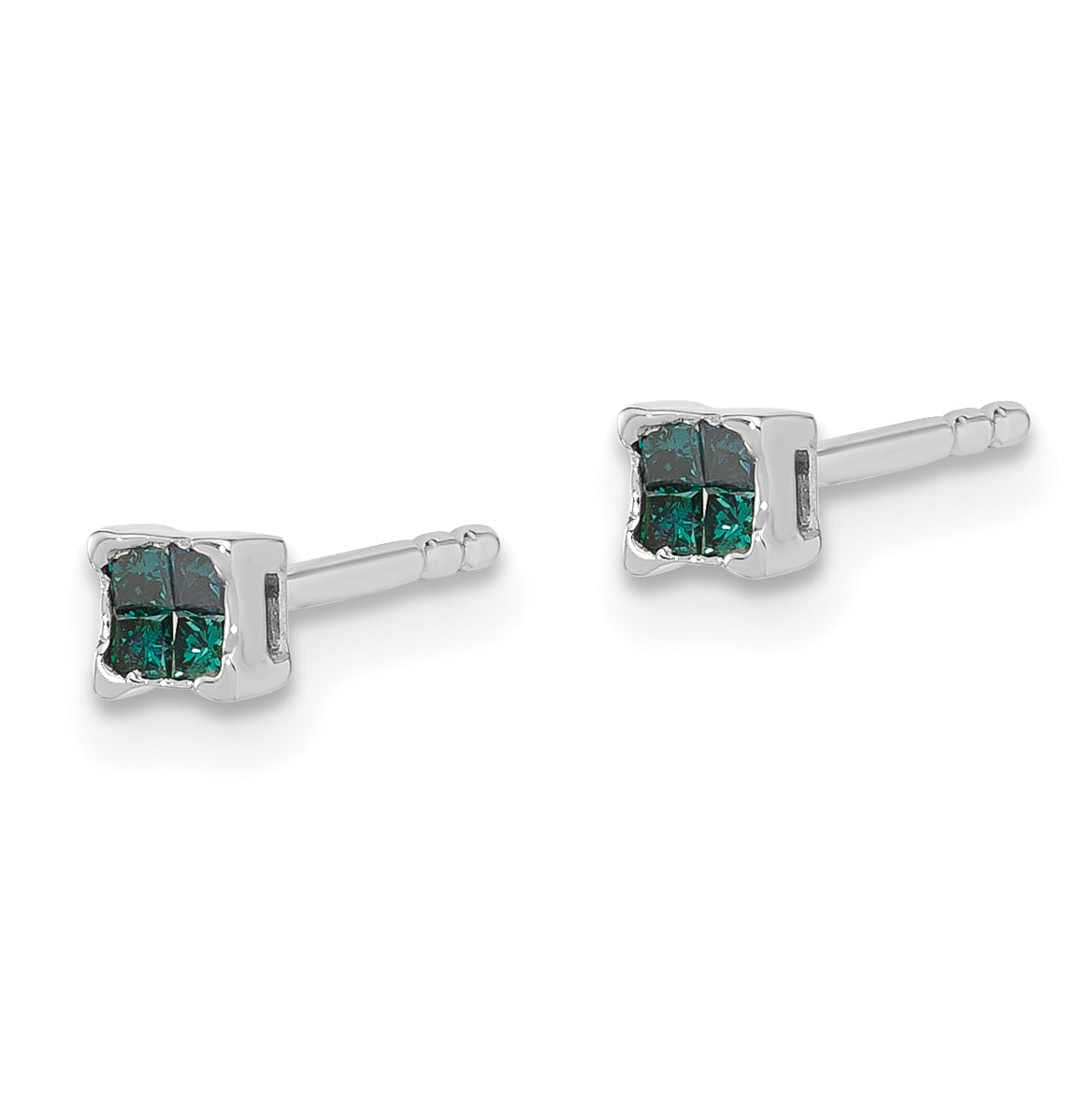 925 Sterling Silver Blue Diamond Stud Earrings, Rhodium-Plated, Gift Ready Secondary image