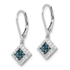 Sterling Silver Rhodium-Plated White & Blue Diamond Dangle Earrings