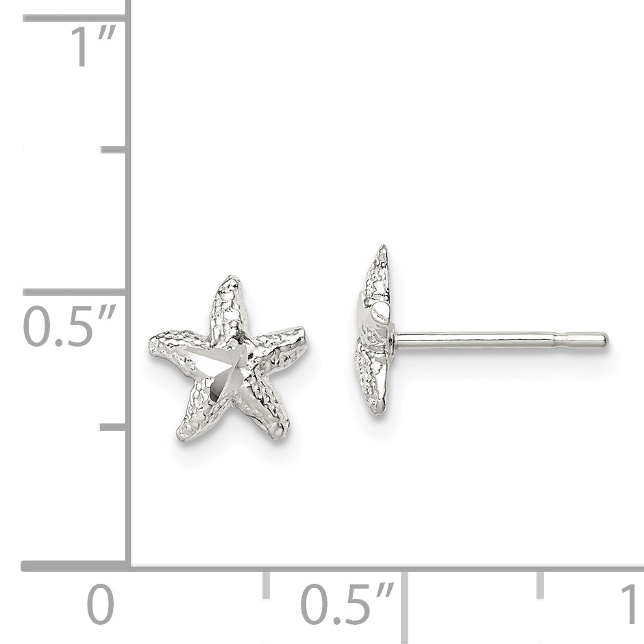Diamond-Cut Starfish Mini Stud Earrings in Sterling Silver