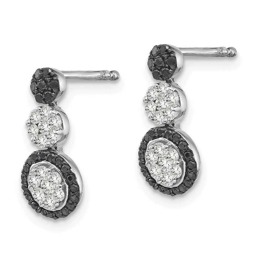 Sterling Silver Black & White Diamond Circle Earrings
