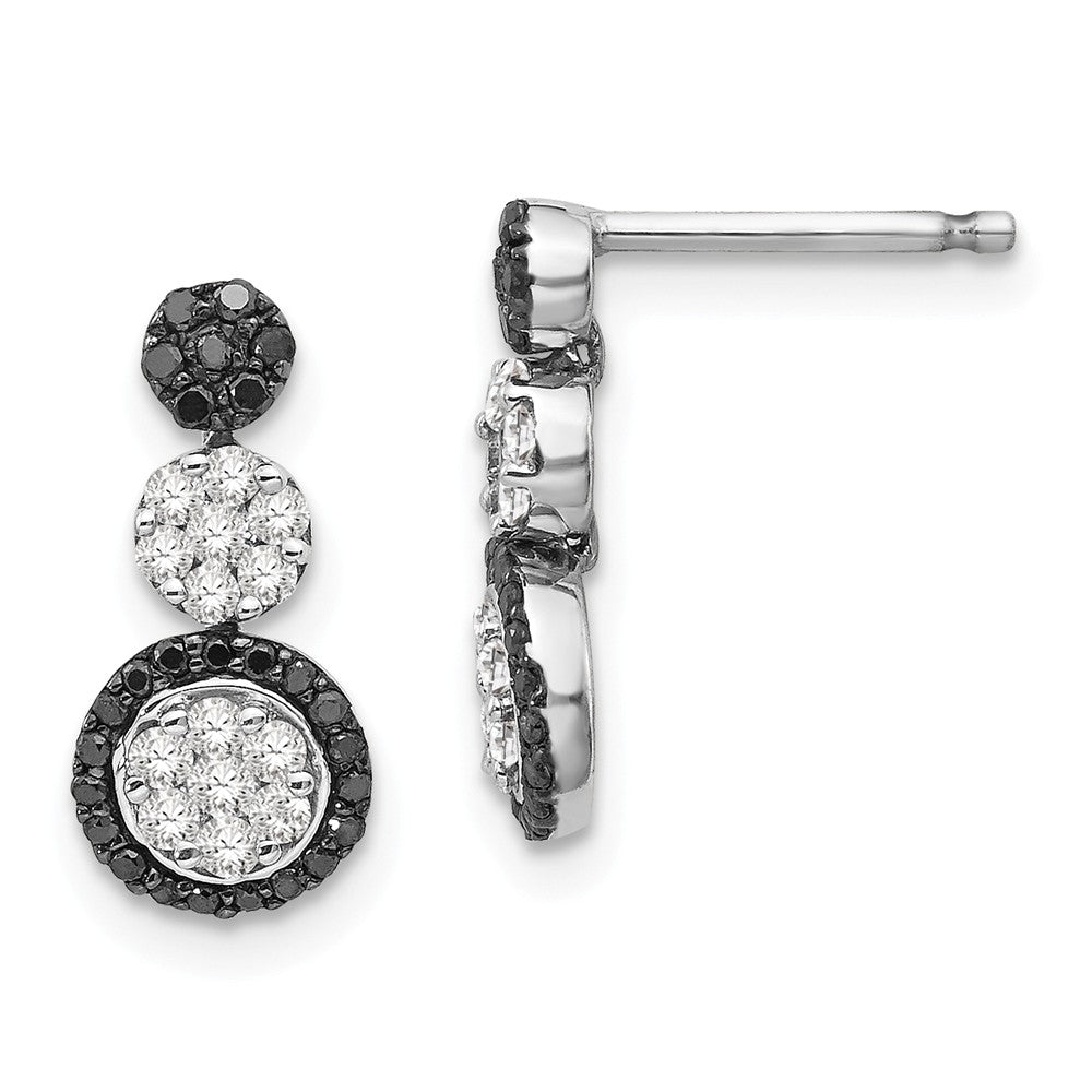 Sterling Silver Black & White Diamond Circle Earrings