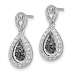Sophia Jewelers Sterling Silver Rhodium-Plated Black & White Diamond Teardrop Earrings