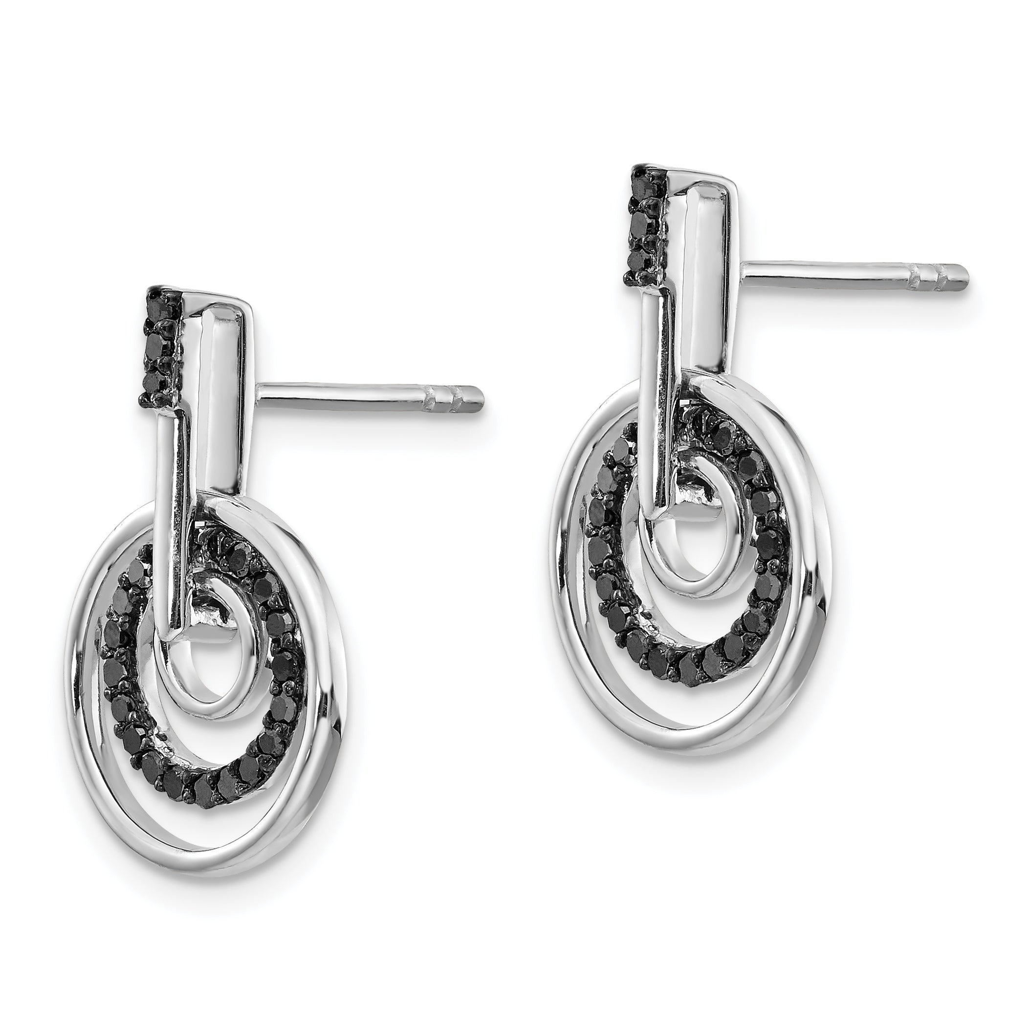 Sterling Silver Black Diamond Drop Earrings, Rhodium-Plated, Gift Ready Secondary image
