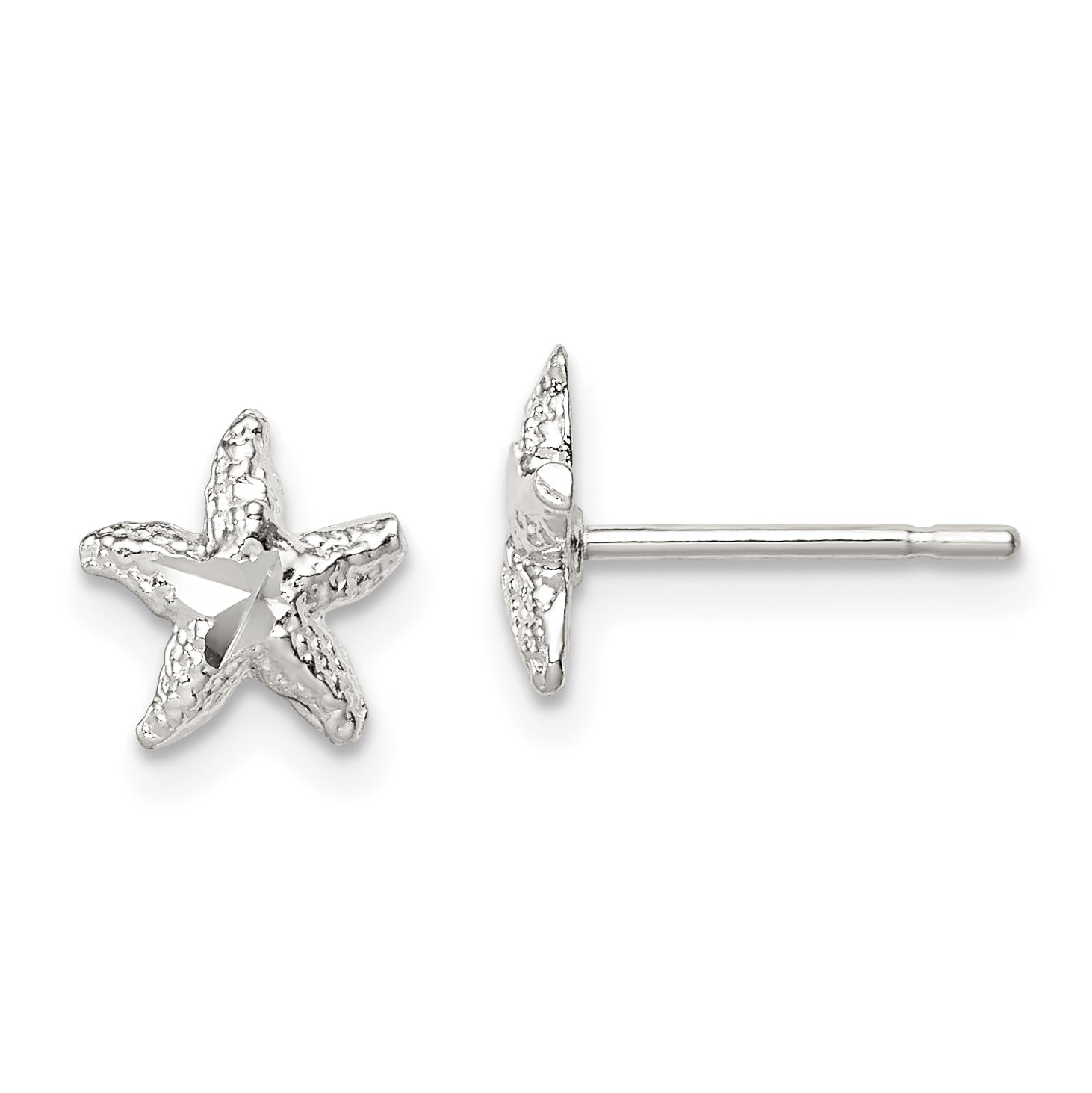 Sterling Silver Starfish Mini Earrings with D/C Center