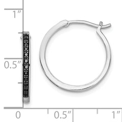 Sophia Jewelers Sterling Silver Black Diamond Hoop Earrings Gift-Ready Polished Finish