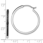925 Sterling Silver Black Diamond Hoop Earrings  Rhodium-Plated, Polished, Gift-Ready