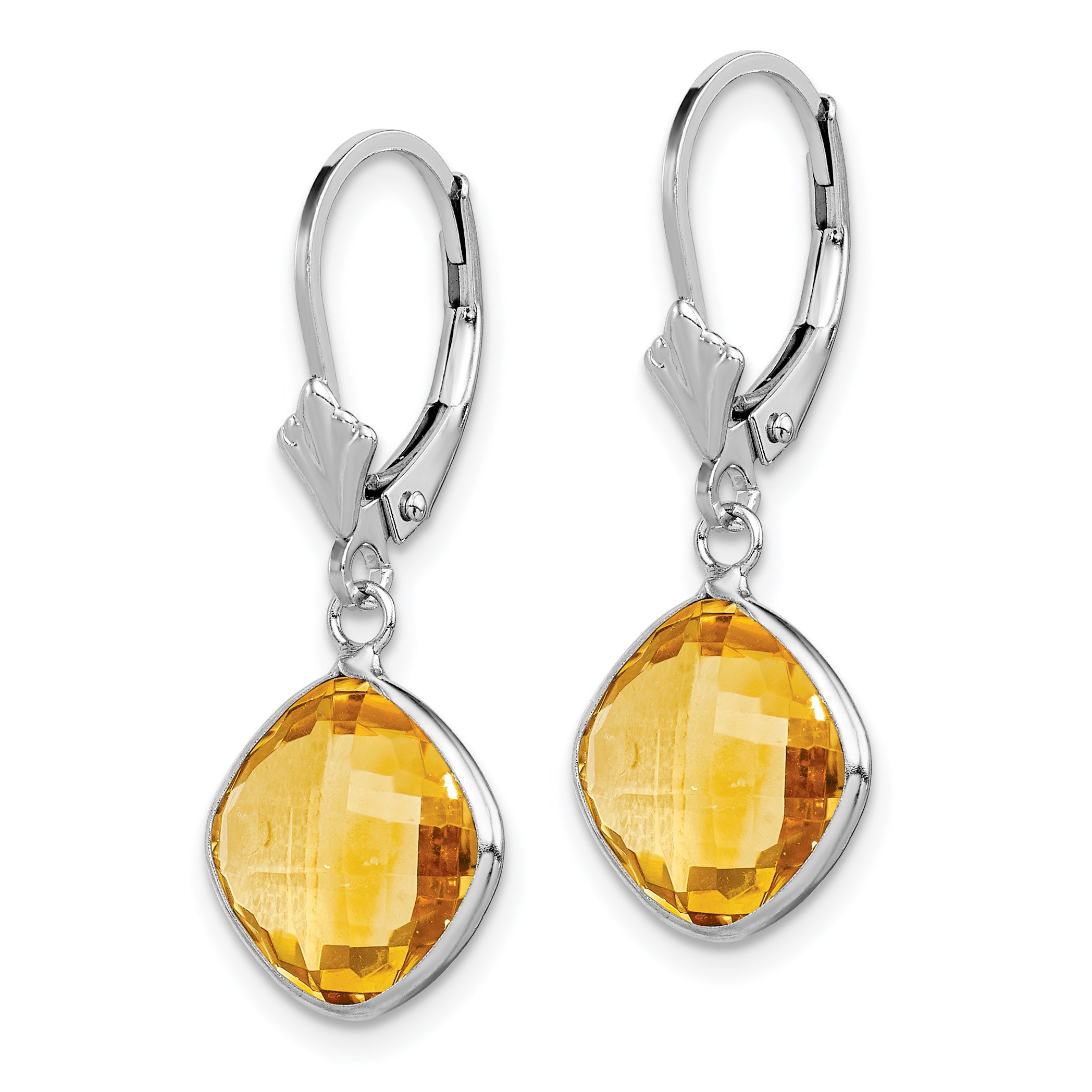 Sterling Silver Rhodium-plated Citrine Dangle Lever Back Earrings Secondary image