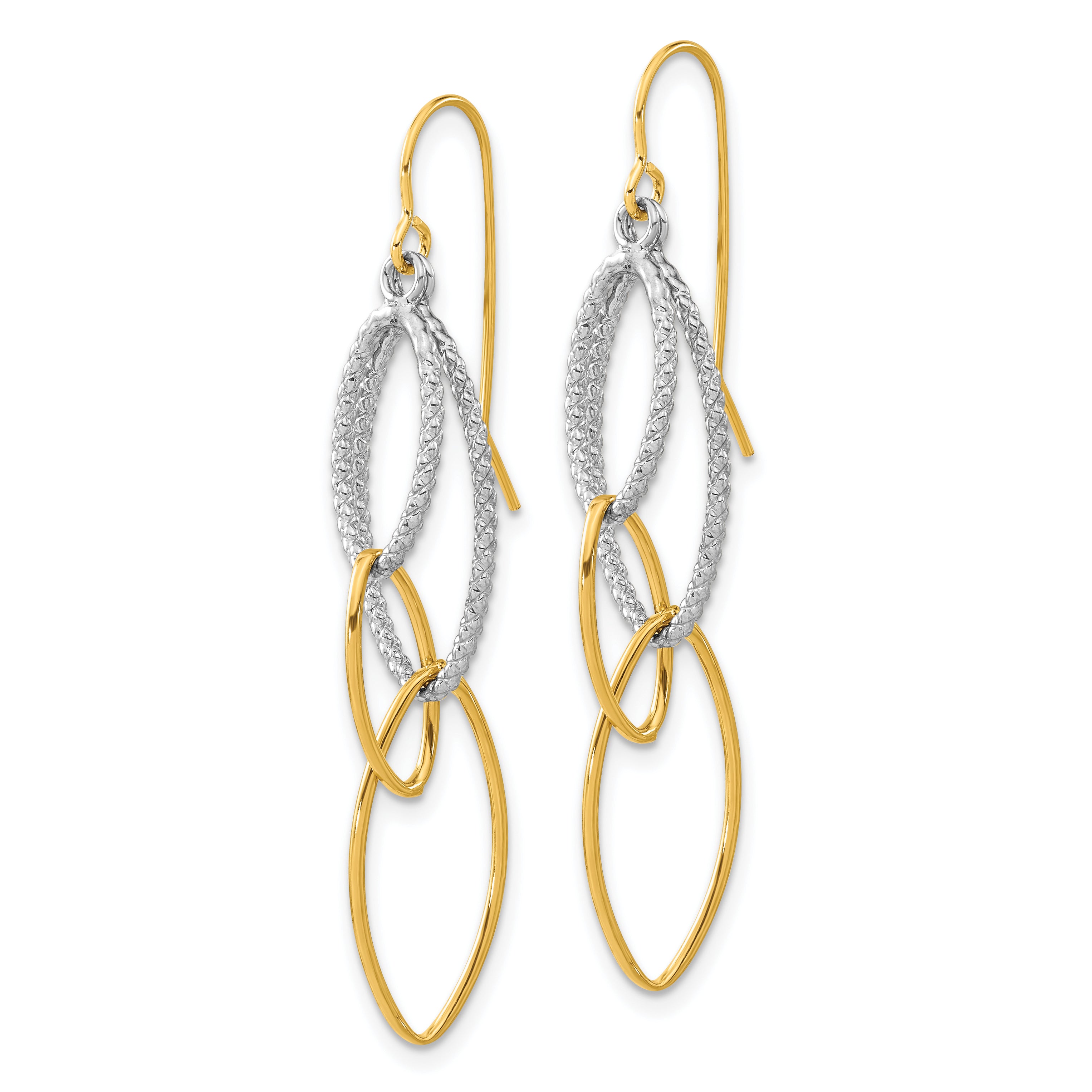 Sterling Silver w/14k Yellow Gold Geometric Dangle Earrings