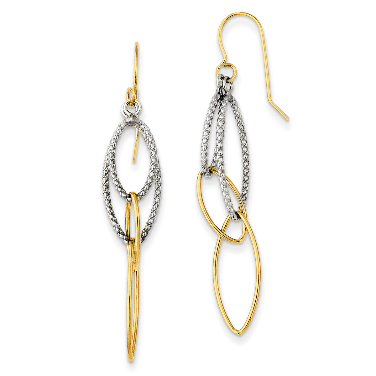 Sterling Silver w/14k Yellow Gold Geometric Dangle Earrings