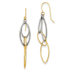 Sterling Silver w/14k Yellow Gold Geometric Dangle Earrings