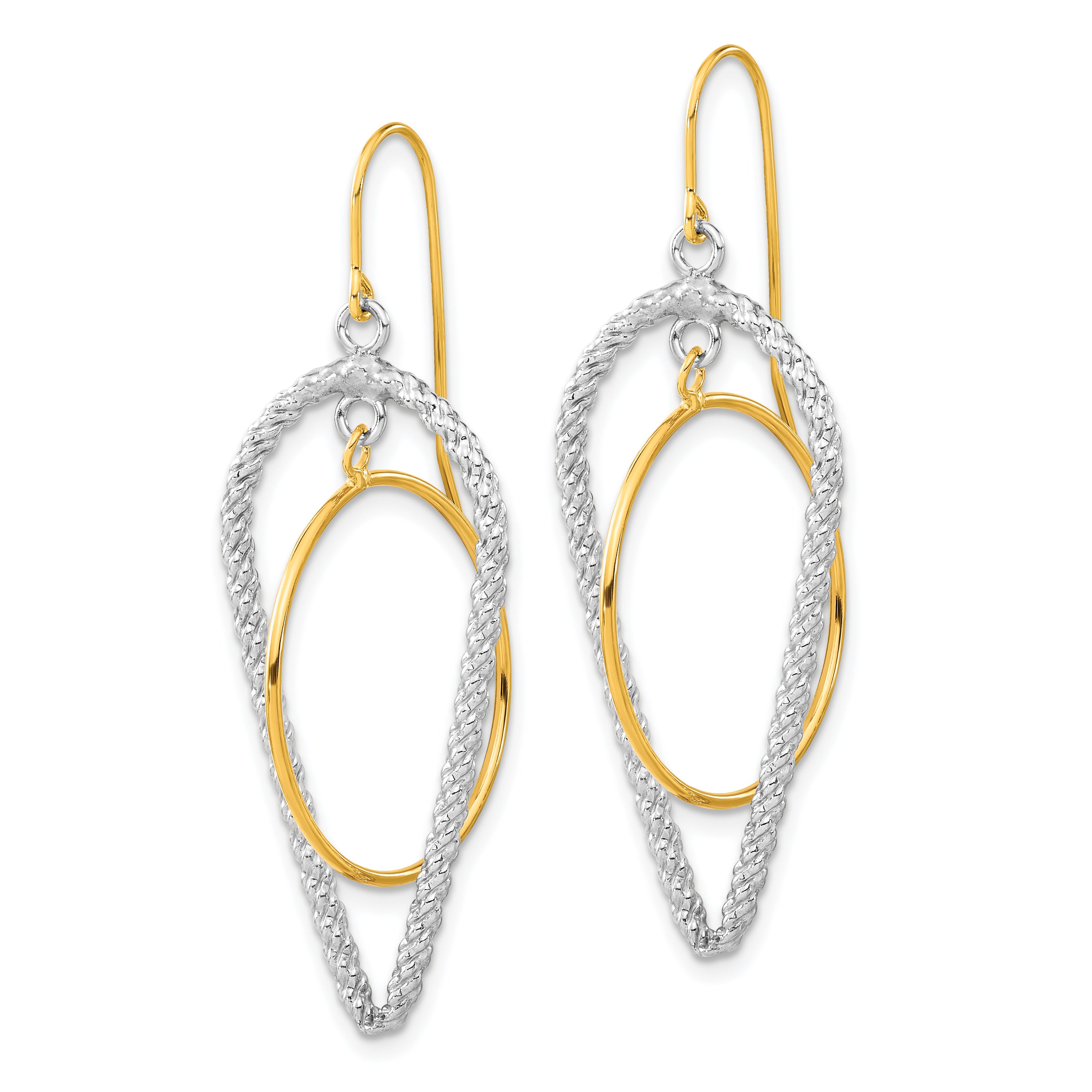 Sophia Jewelers Sterling Silver & 14k Gold-Plated Textured Dangle Earrings