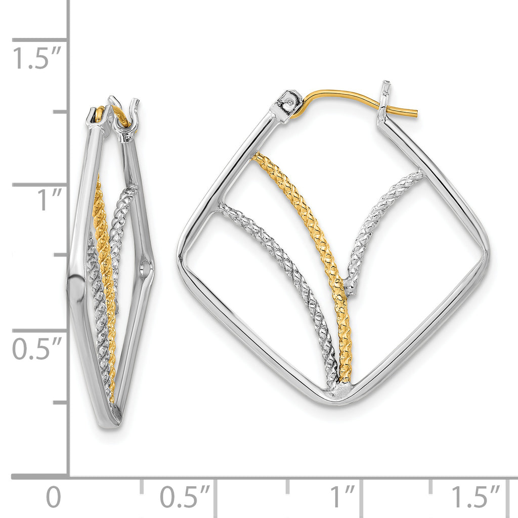 Sophia Jewelers Sterling Silver 14K Gold-Plated Twisted Hoop Earrings Polished Finish