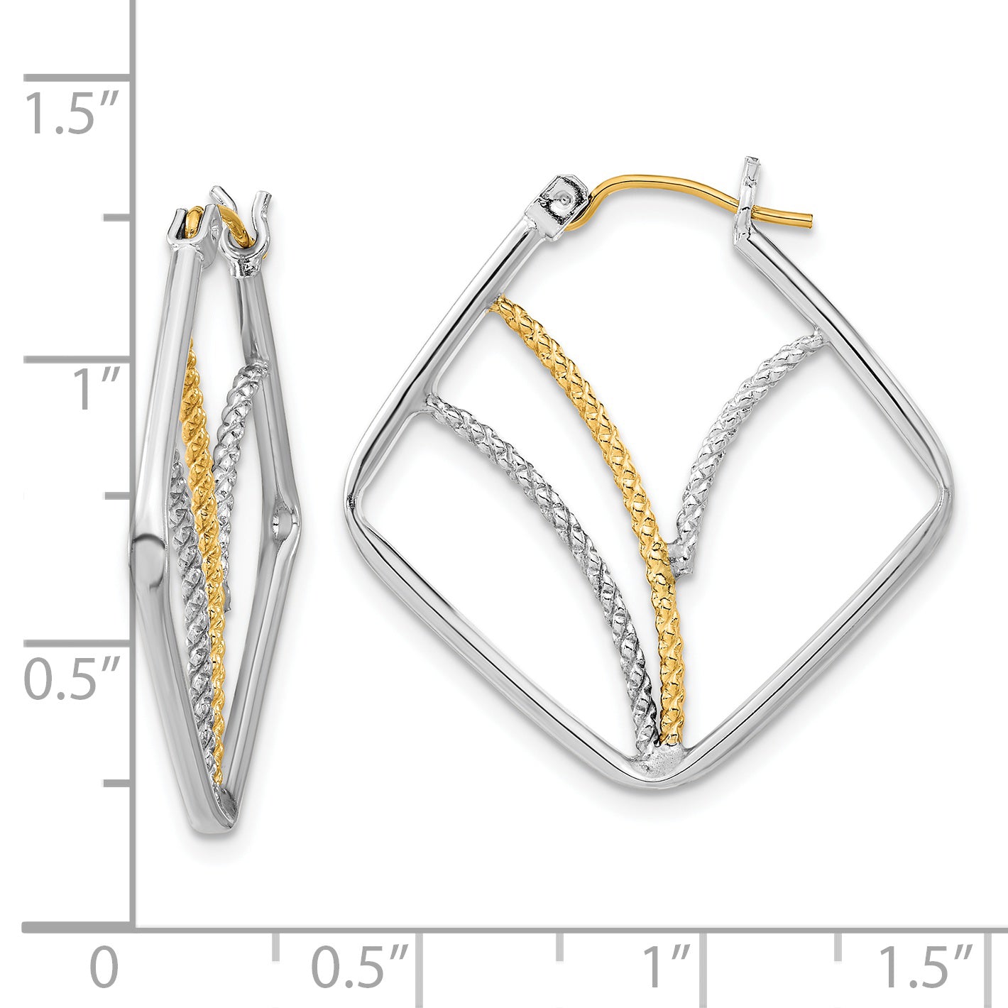Sophia Jewelers Sterling Silver 14K Gold-Plated Twisted Hoop Earrings Polished Finish