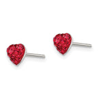 Sterling Silver 925 Red Preciosa Crystal Heart Earrings with Polished Finish