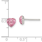 925 Sterling Silver Pink Crystal Heart Stud Earrings with Rhodium Finish Elegant, Durable Design