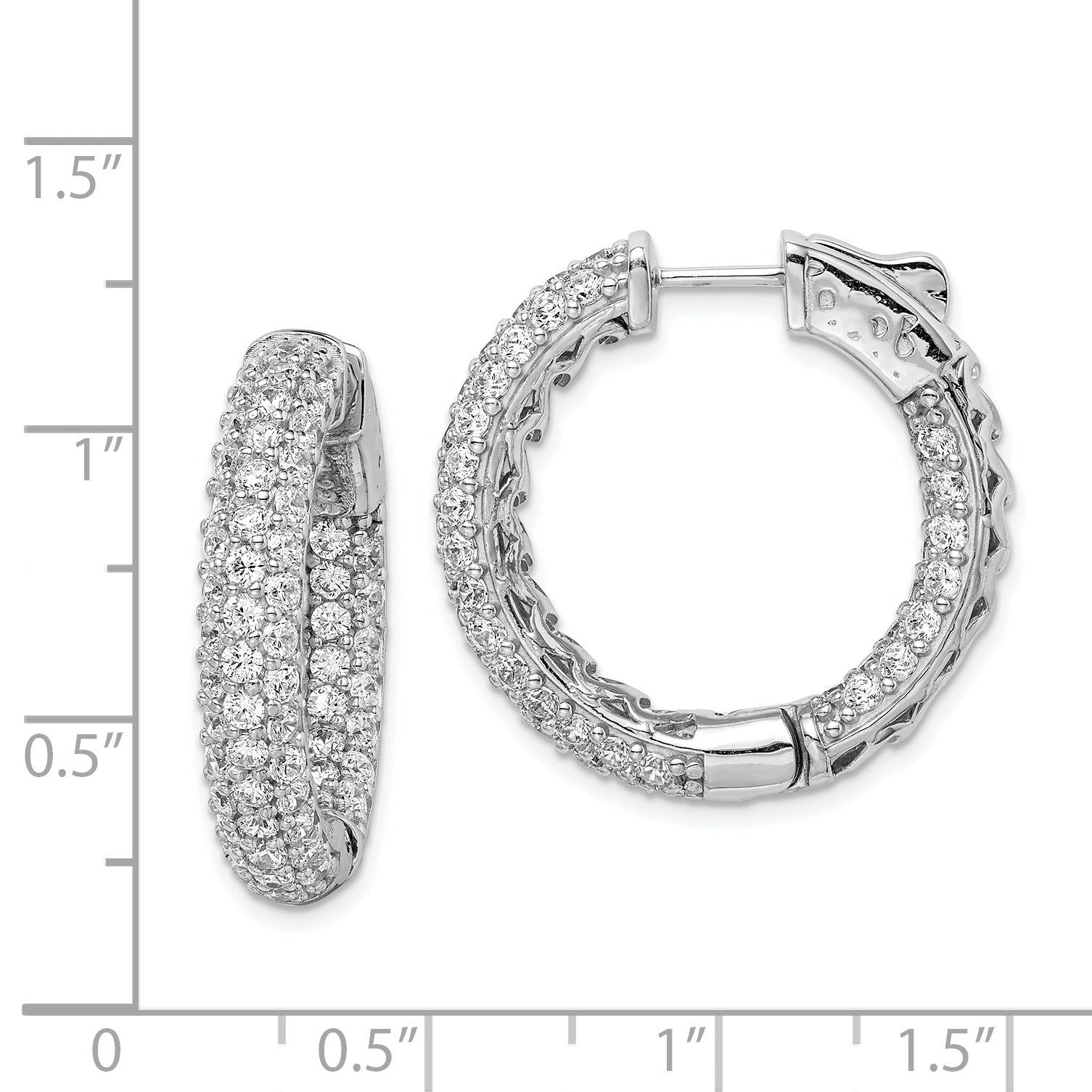 Sterling Shimmer Sterling Silver Rhodium-plated 136 Stone PavÃÆÃÂ¢ÃÂ¢Ã¢â¬Å¡ÃÂ¬Ãâ¦ÃÂ¡ 2.0mm CZ In and Out Round Hinged Hoop Earrings