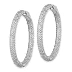 Sterling Shimmer Sterling Silver Rhodium-plated 380 Stone PavÃÆÃÂ¢ÃÂ¢Ã¢â¬Å¡ÃÂ¬Ãâ¦ÃÂ¡ 1.5mm CZ In and Out Round Hinged Hoop Earrings