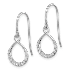 Sterling Silver 925 Infinity Dangle Earrings with Rhodium-Plating & CZ Stones