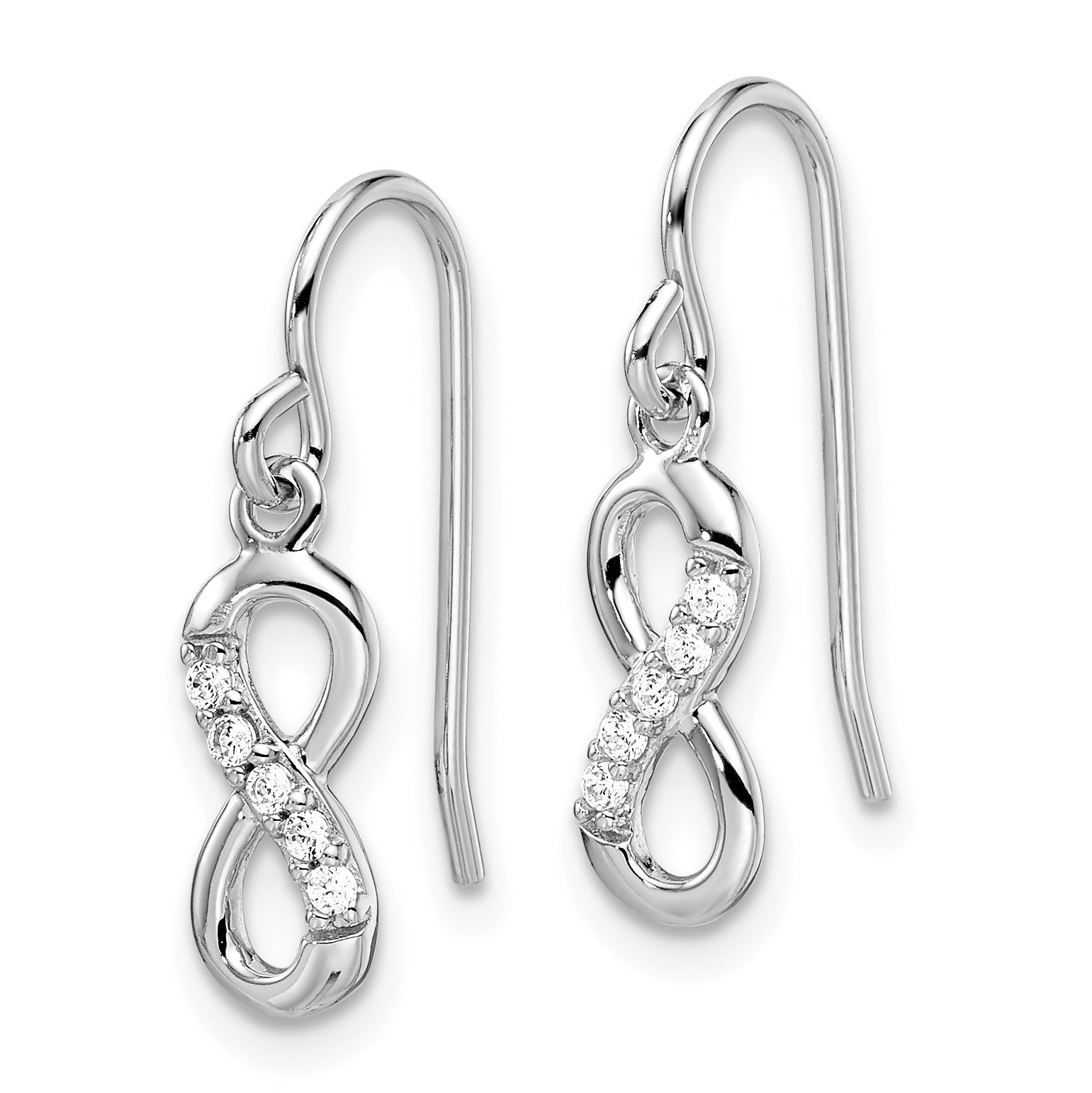 Sterling Silver Rhodium-Plated Infinity Drop Earrings with CZ