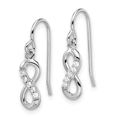 Sterling Silver Rhodium-Plated Infinity Drop Earrings with CZ