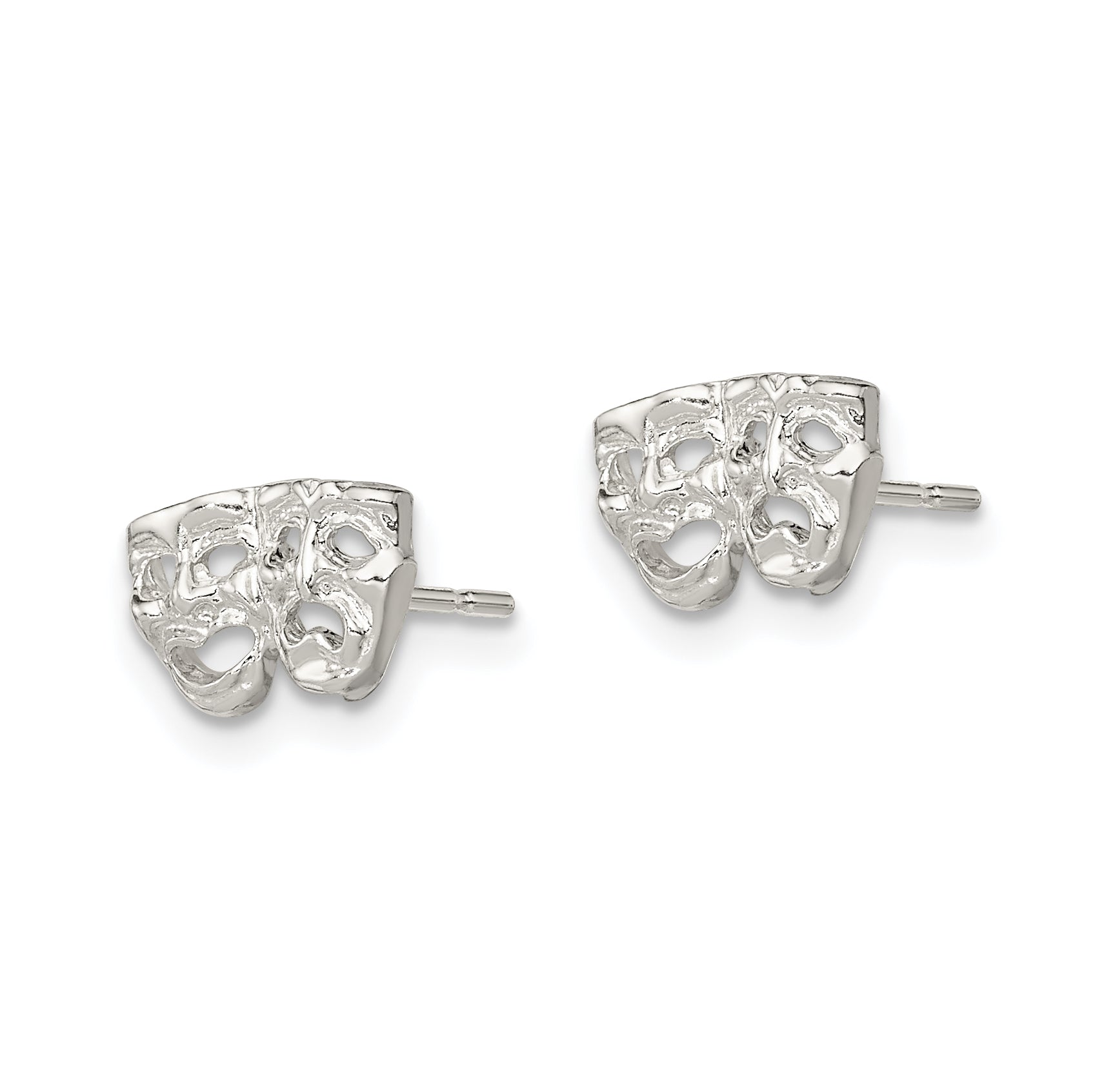 Sterling Silver 925 Comedy/Tragedy Mini Earrings with Polished Finish