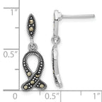 Sterling Silver Marcasite Dangle Earrings with Antiqued Finish for Women