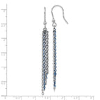 Sterling Silver Rhodium-Plated Dangle Earrings with Blue Flash Accent
