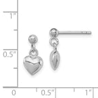 Sterling Silver 925 Polished Heart Dangle Earrings for Girls