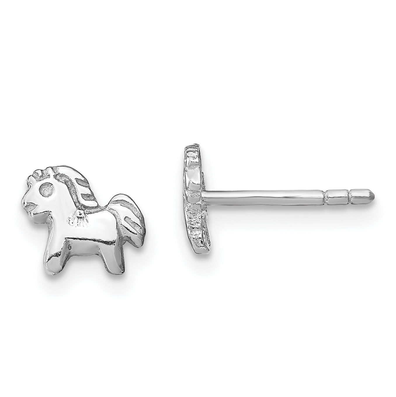 Sterling Silver Rhodium-plated Polished Pony Children's Post Earrings Main image