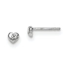 Sterling Silver Madi K Rhodium-plated Polished April White Preciosa Crystal Heart Children's Post Earrings