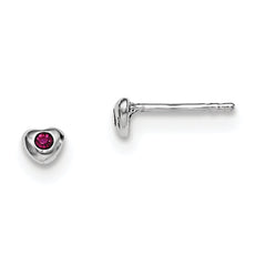 Sterling Silver Madi K Rhodium-plated Polished July Red Preciosa Crystal Heart Children's Post Earrings
