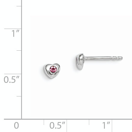 Sterling Silver Madi K Rhodium-plated Polished June Pink Preciosa Crystal Heart Children's Post Earrings