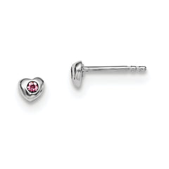 Sterling Silver Madi K Rhodium-plated Polished June Pink Preciosa Crystal Heart Children's Post Earrings