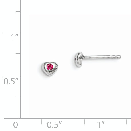 Sterling Silver Madi K Rhodium-plated Polished October Pink Preciosa Crystal Heart Children's Post Earrings