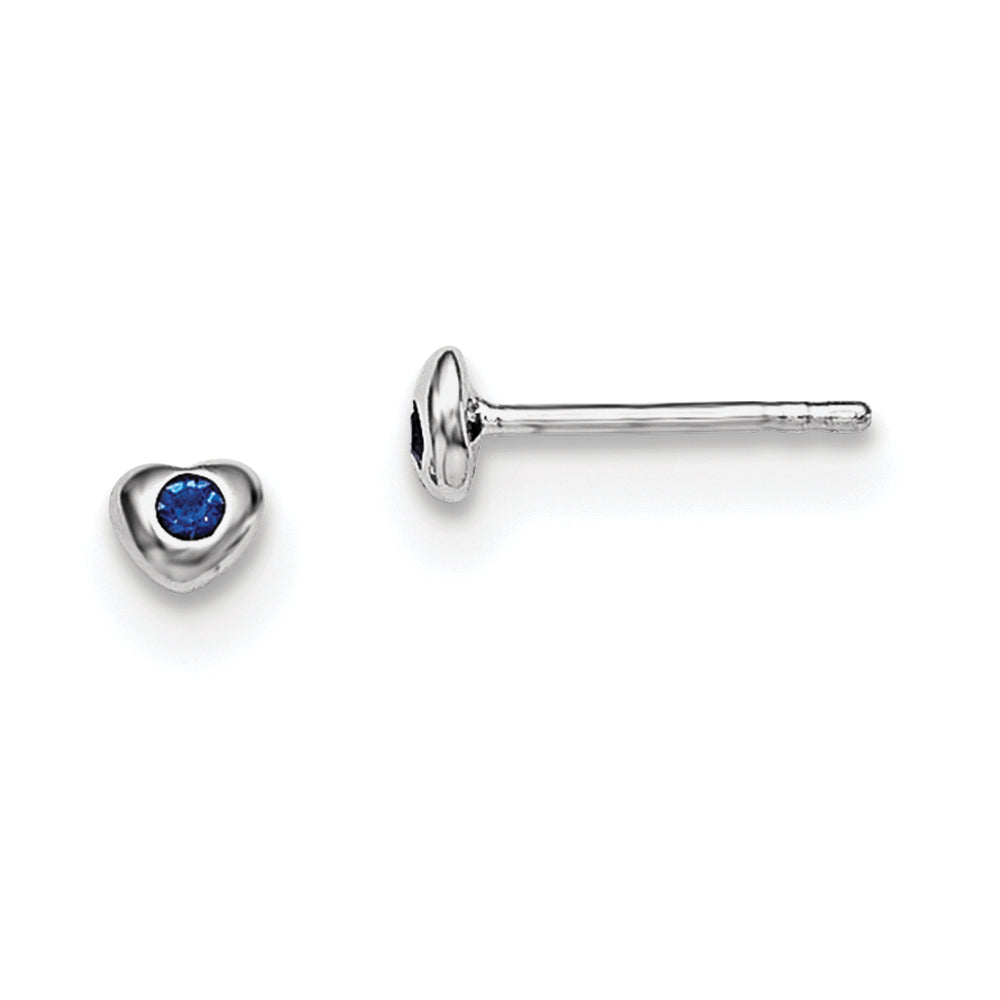 Sterling Silver Madi K Rhodium-plated Polished September Blue Preciosa Crystal Heart Children's Post Earrings Main image