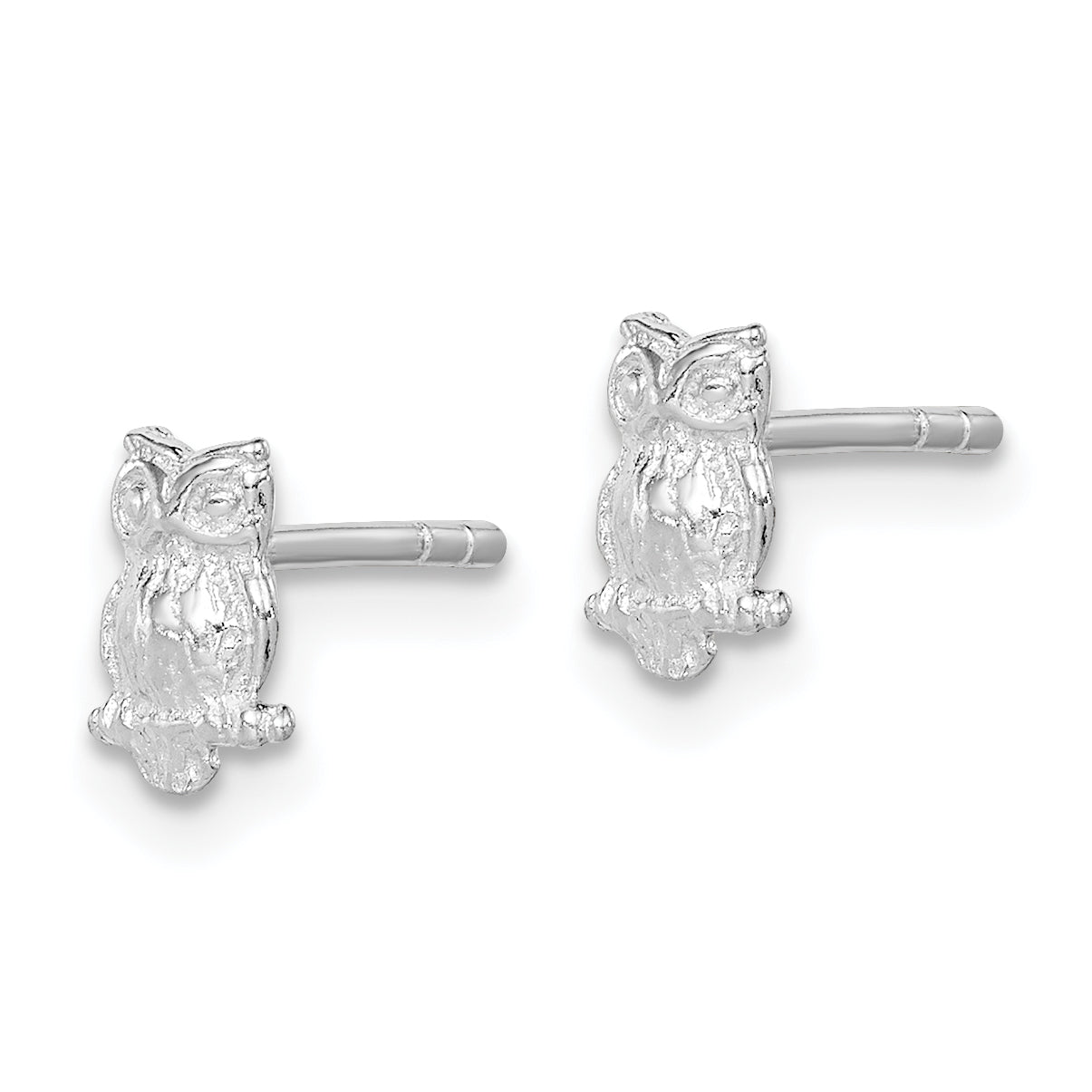 Sterling Silver 925 Owl Post Earrings with Polished & Textured Finish for Girls Secondary image