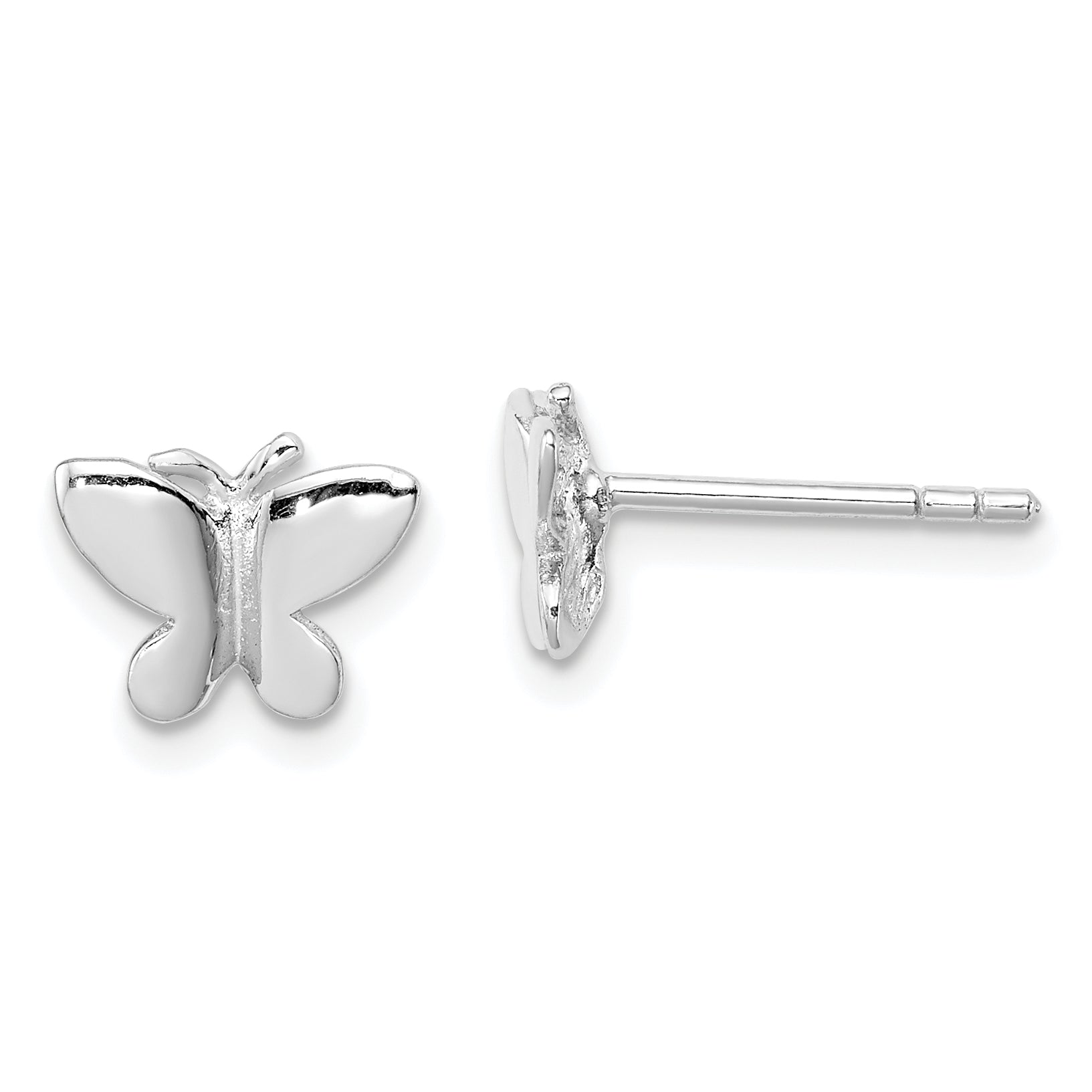 Sterling Silver RH-plated Polished Butterfly Children's Post Earrings Main image