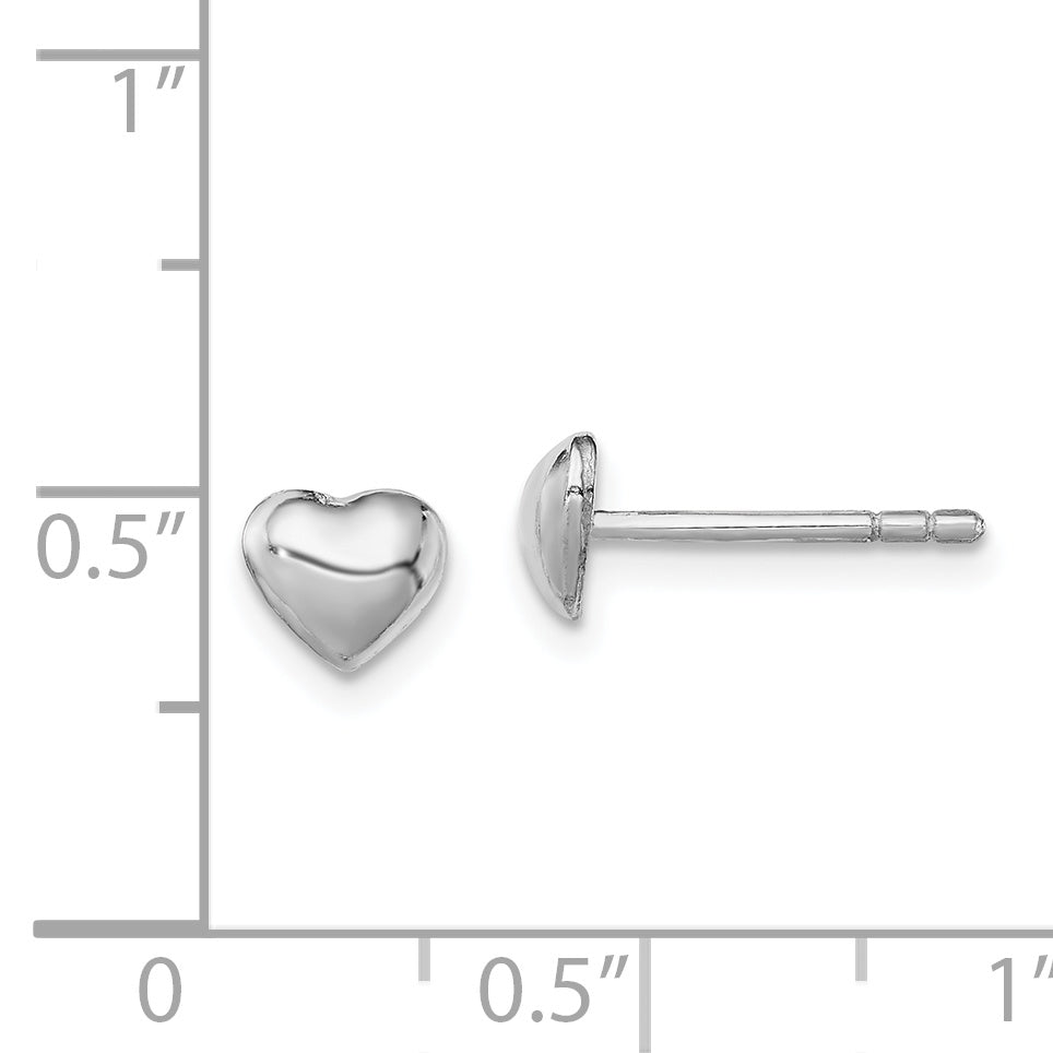 Sterling Silver 925 Heart Earrings for Girls with Polished Rhodium Finish