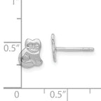 Sterling Silver 925 Polished Cat Earrings for Girls with Rhodium Finish