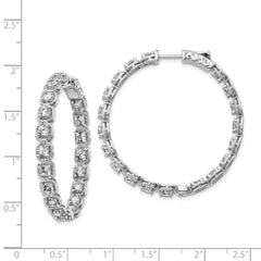 Sterling Shimmer Sterling Silver Rhodium-plated 38 Stone 3mm CZ In and Out Round Hinged Hoop Earrings