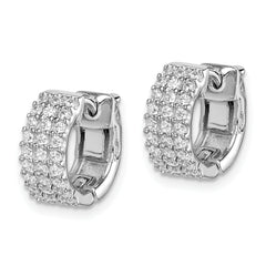 Sterling Shimmer Sterling Silver Rhodium-plated 54 Stone 1.3mm CZ Hinged Hoop Earrings