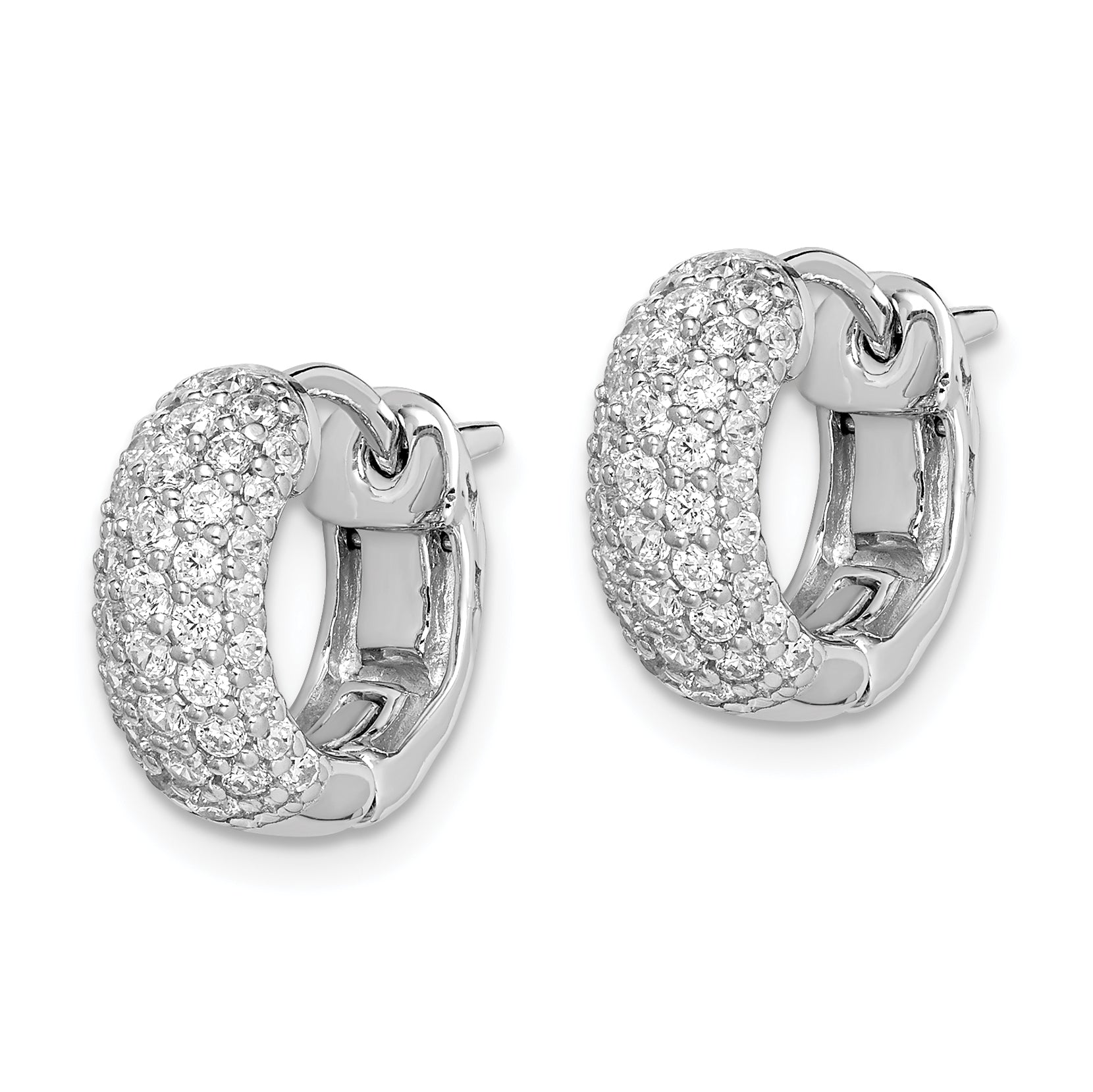 Sterling Shimmer Sterling Silver Rhodium-plated 82 Stone PavÃÆÃÂ¢ÃÂ¢Ã¢â¬Å¡ÃÂ¬Ãâ¦ÃÂ¡ CZ Hinged Hoop Earrings
