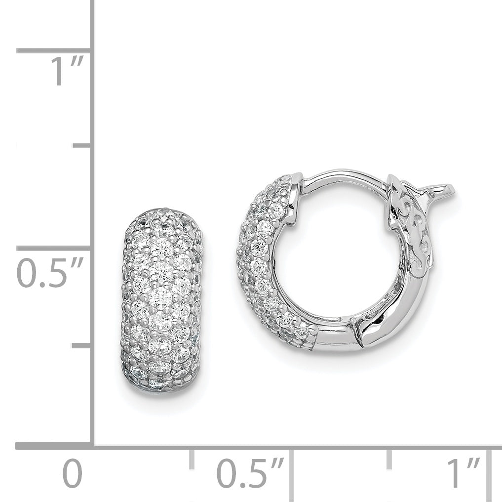 Sterling Shimmer Sterling Silver Rhodium-plated 82 Stone PavÃÆÃÂ¢ÃÂ¢Ã¢â¬Å¡ÃÂ¬Ãâ¦ÃÂ¡ CZ Hinged Hoop Earrings