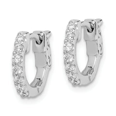 Sterling Shimmer Sterling Silver Rhodium-plated 14 Stone CZ Hinged Hoop Earrings