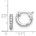 Sterling Shimmer Sterling Silver Rhodium-plated 14 Stone CZ Hinged Hoop Earrings