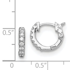 Sterling Shimmer Sterling Silver Rhodium-plated 14 Stone CZ Hinged Hoop Earrings